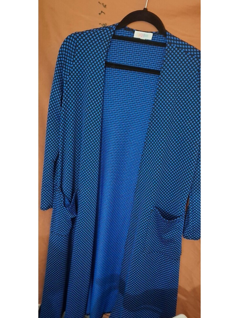 NWT LuLaRoe Sarah Blue Polka Dot Open Front Cardigan Size Small